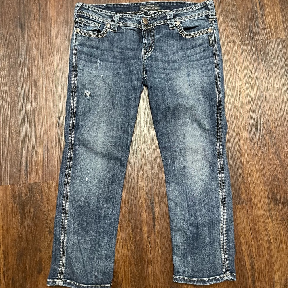 Silver Jeans Co Twisted Capri Distressed Low Rise Jeans y2k